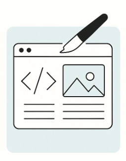 Home Page 12 Design and development phase illustration by OuterScope Media showing the web creation process